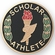 2-Inch in Diameter Round Etched-Enameled Metal 'Scholar Athlete' Medallion Insert in Gold with Peel-and-Stick Back