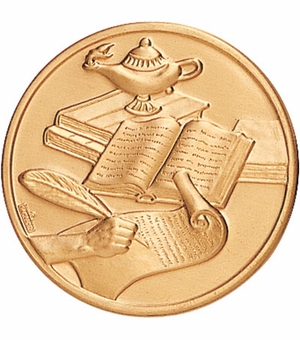 2-Inch in Diameter Round Stamped Metal Scholastic Insert in Multiple Colors
