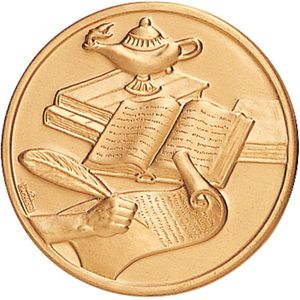 2-Inch in Diameter Round Stamped Metal Scholastic Insert in Multiple Colors