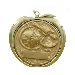 2 Inch Scholastic Themed Apple Medal in Gold, Silver, or Bronze