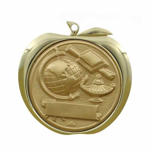 2 Inch Scholastic Themed Apple Medal in Gold, Silver, or Bronze