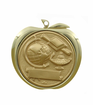 2 Inch Scholastic Themed Apple Medal in Gold, Silver, or Bronze