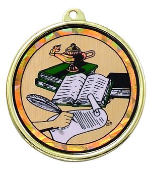 2-1/4 Inch in Diameter Round Scholastic Achievement Medal with Mylar Detailing and Customizable Back