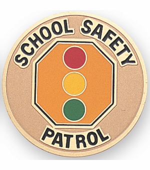 2-Inch in Diameter Round Etched-Enameled Metal School Safety Patrol Medallion Insert in Gold with Peel-and-Stick Back