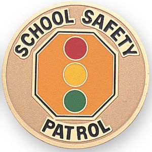 2-Inch in Diameter Round Etched-Enameled Metal School Safety Patrol Medallion Insert in Gold with Peel-and-Stick Back