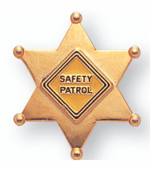 7/8 Die-Struck Enameled Gold Plated 'Safety Patrol' Star Pin