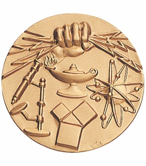 2-Inch in Diameter Round Metal Science Fair Stamped Insert in Gold or Bronze