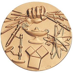 2-Inch in Diameter Round Metal Science Fair Stamped Insert in Gold or Bronze