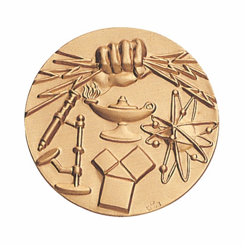 2-Inch in Diameter Round Metal Science Fair Stamped Insert in Gold or Bronze