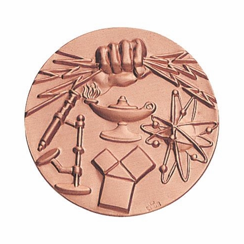 2-Inch in Diameter Round Metal Science Fair Stamped Insert in Gold or Bronze