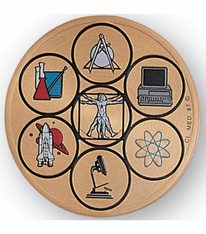 2 Inch in Diameter Round Metal Litho-Print Science Medallion Insert