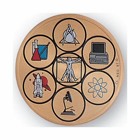 2 Inch in Diameter Round Metal Litho-Print Science Medallion Insert