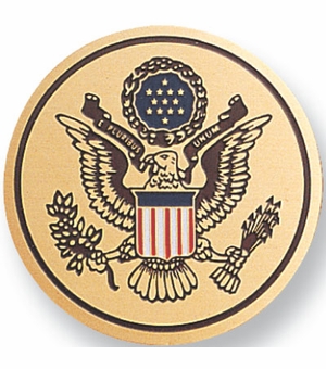 2-Inch in Diameter Round Etched-Enameled Metal Seal of the United States Medallion Insert in Gold with Peel-and-Stick Back