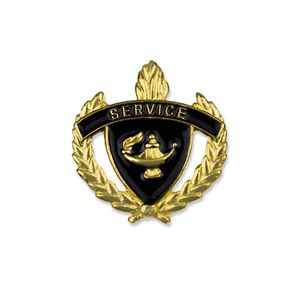 1 INCH WREATH WITH LAMP OF LEARNING SERVICE LAPEL PIN