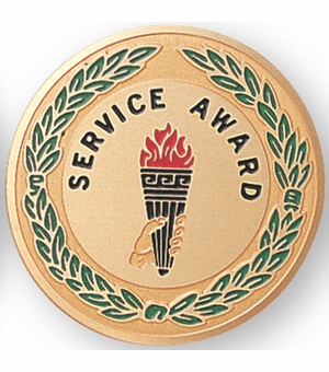 2-Inch in Diameter Round Etched-Enameled Metal Service Award Medallion Insert in Gold with Peel-and-Stick Back