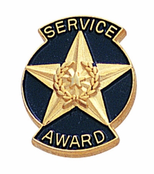 3/4 Inch Die-Struck Enameled Service Award Star Pin in Gold