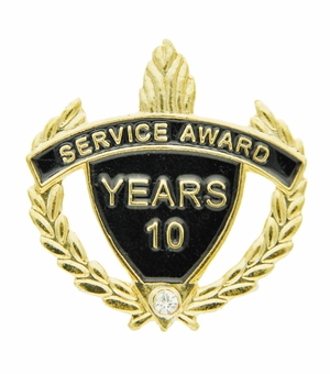 SERVICE AWARD PIN WITH RHINESTONE, 10 YEARS