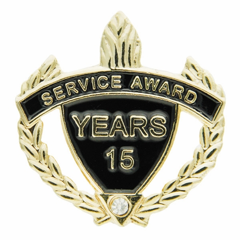 SERVICE AWARD PIN WITH RHINESTONE, 15 YEARS