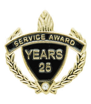 SERVICE AWARD PIN WITH RHINESTONE, 25 YEARS