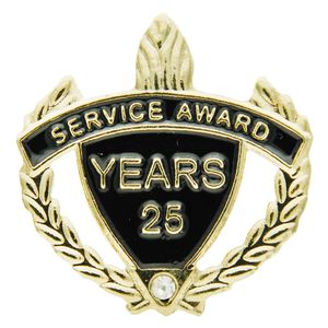 SERVICE AWARD PIN WITH RHINESTONE, 25 YEARS