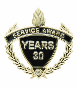 SERVICE AWARD PIN WITH RHINESTONE, 30 YEARS