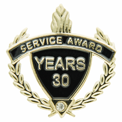 SERVICE AWARD PIN WITH RHINESTONE, 30 YEARS