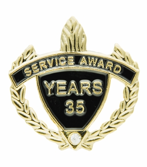 SERVICE AWARD PIN WITH RHINESTONE, 35 YEARS