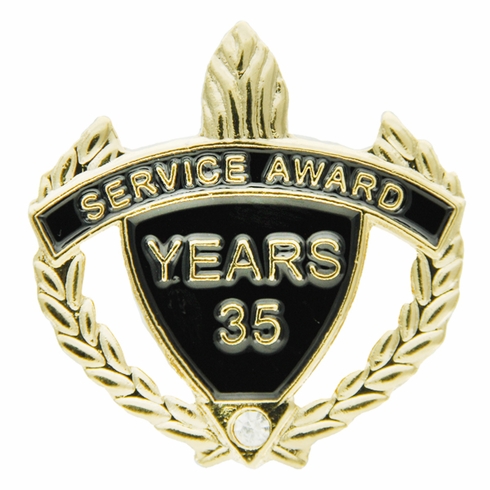 SERVICE AWARD PIN WITH RHINESTONE, 35 YEARS