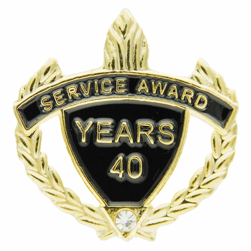 SERVICE AWARD PIN WITH RHINESTONE, 40 YEARS