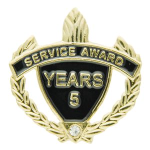 SERVICE AWARD PIN WITH RHINESTONE, 5 YEARS