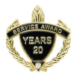 SERVICE AWARD PIN WITH RHINESTONE, 20 YEARS
