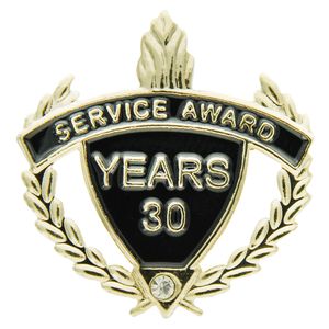 SERVICE AWARD PIN WITH RHINESTONE, 30 YEARS