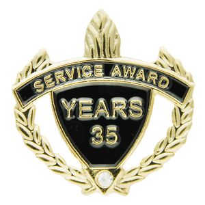 SERVICE AWARD PIN WITH RHINESTONE, 35 YEARS