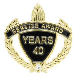 SERVICE AWARD PIN WITH RHINESTONE, 40 YEARS