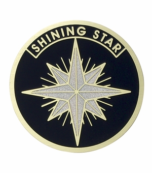 2-Inch in Diameter Round Etched-Enameled Metal Shining Star Medallion Insert in Gold with Peel-and-Stick Back