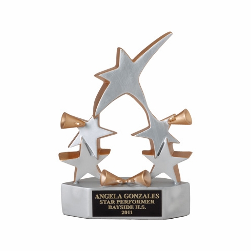 SILVER CHEERLEADER 5 STAR AWARD, 8-3/8 INCHES