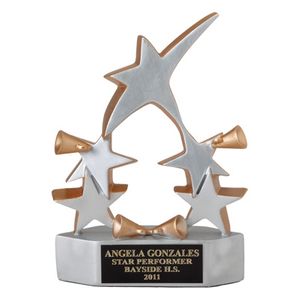 SILVER CHEERLEADER 5 STAR AWARD, 8-3/8 INCHES