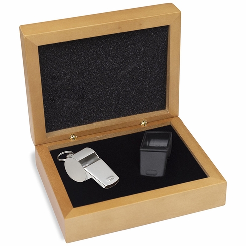 SILVER WHISTLE GIFT SET IN HARDWOOD BOX