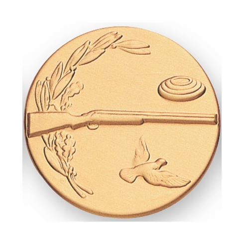 2-Inch in Diameter Round Metal Skeet and Trap Themed Stamped Insert in Gold