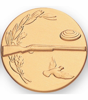 2-Inch in Diameter Round Metal Skeet and Trap Themed Stamped Insert in Gold