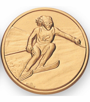 2-Inch in Diameter Round Stamped Metal Womens Skiing Insert in Multiple Colors