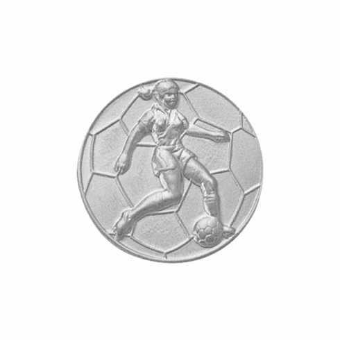 1-Inch in Diameter Round Metal Womens Soccer Medallion Insert in Multiple Colors