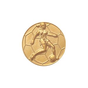 1-Inch in Diameter Round Metal Womens Soccer Medallion Insert in Multiple Colors