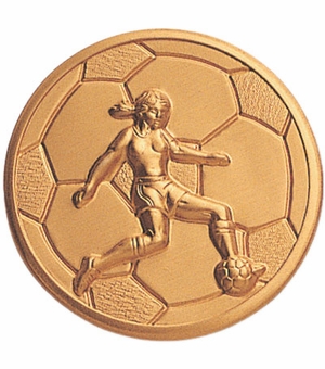 2-Inch in Diameter Round Metal Womens Soccer Themed Stamped Insert in Multiple Colors