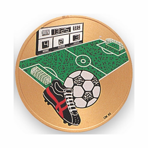 2 Inch in Diameter Round Metal Litho-Print Soccer Medallion Insert