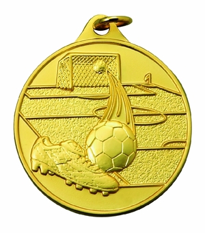 1-1/2 Inch Customizable Soccer Themed Medal in Gold, Silver, or Bronze