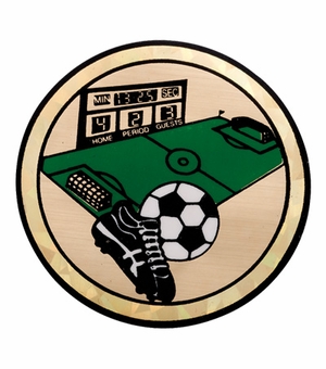 2 Inch in Diameter Round Soccer Themed Insert with Mylar Detailing
