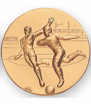 2-Inch in Diameter Round Metal Male Soccer Themed Stamped Insert in Gold