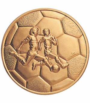 2-Inch in Diameter Round Metal Mens Soccer Themed Stamped Insert in Multiple Colors