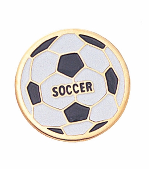 3/4 Inch in Diameter Enameled Soccer Pin